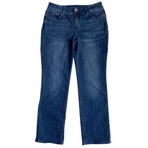 NYDJ Marilyn Straight Leg Jeans 10P Lana Dark Blue Coolmax PANVMS2388 Womens